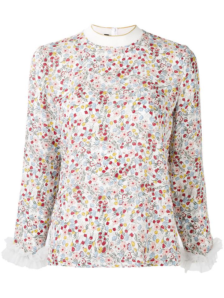 Mother Of Pearl (white) - Floral Print Blouse - Women - Silk/polyamide - 10, Silk/polyamide