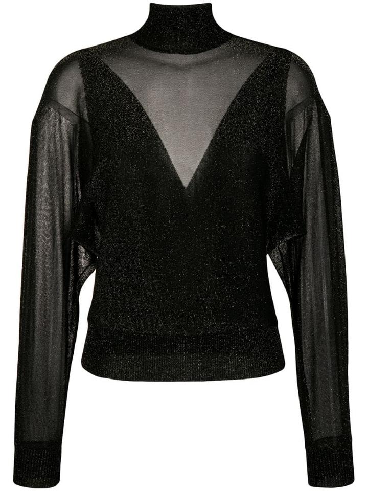 Alberta Ferretti Metallic Knitted Top - Black