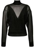 Alberta Ferretti Metallic Knitted Top - Black