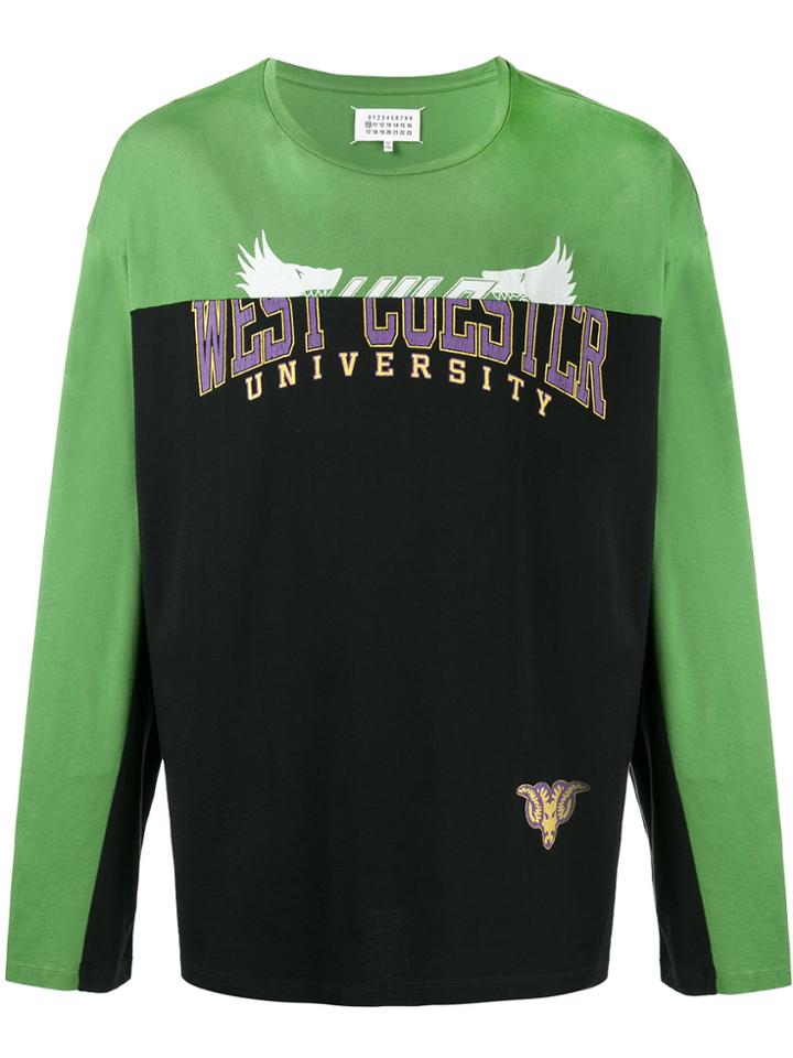 Maison Margiela Patchwork Long Sleeve T-shirt - Green