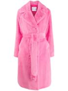 Stand Studio Belted Double-breasted Coat - Pink