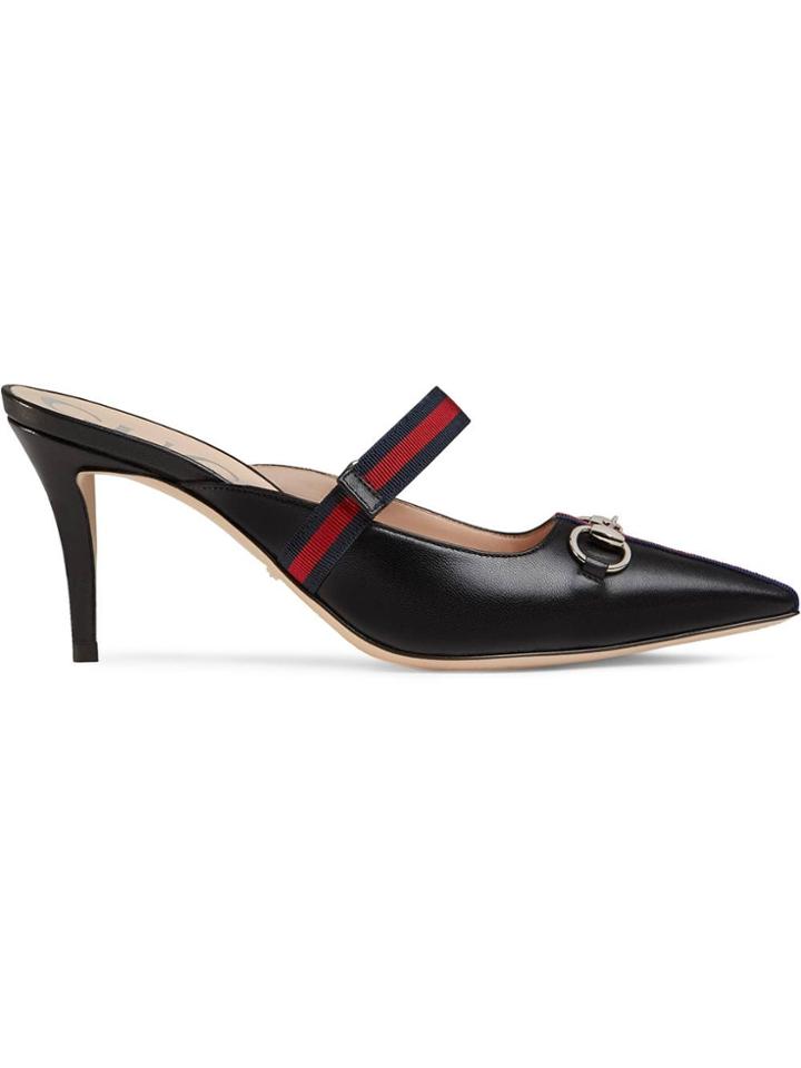 Gucci Mid-heel Slide With Web - Black