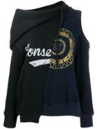 Monse Asymmetric Logo Print Sweater - Black