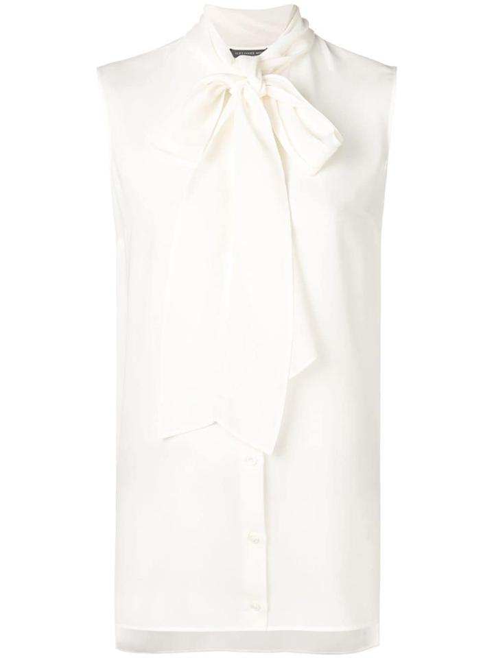 Alexander Mcqueen Pussy-bow Tank Top - White