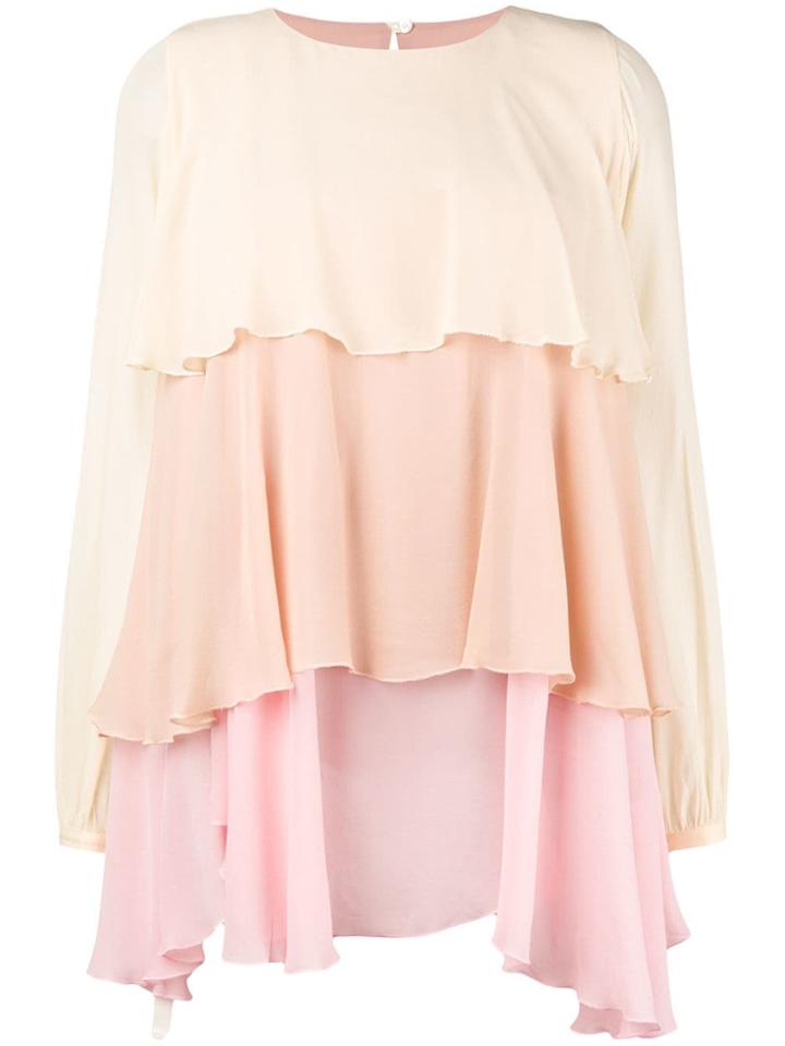 Semicouture Ruffle Tiered Dress - Pink & Purple