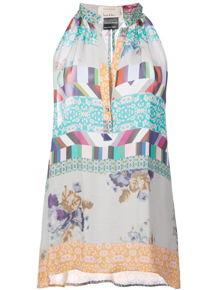 Nicole Miller Patterned Hatlerneck Vest - Multicolour