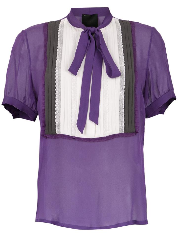 Andrea Bogosian Silk Top With Lace Up Detail - Purple