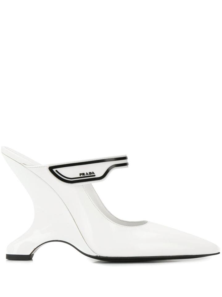 Prada Logo Detail Mules - White