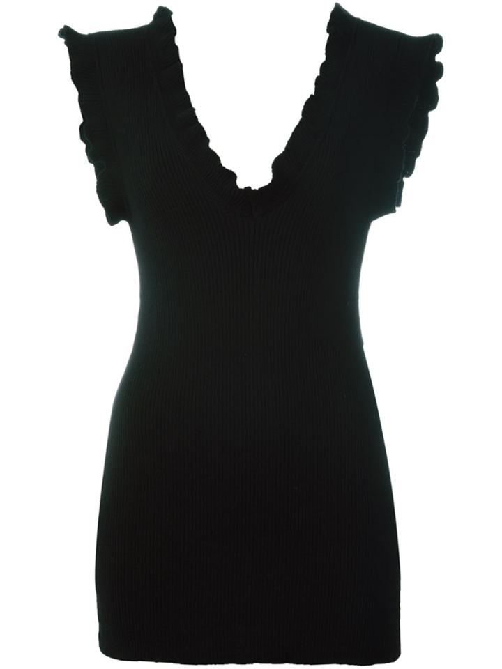 Marni Ruffled V-neck Knitted Tank - Black