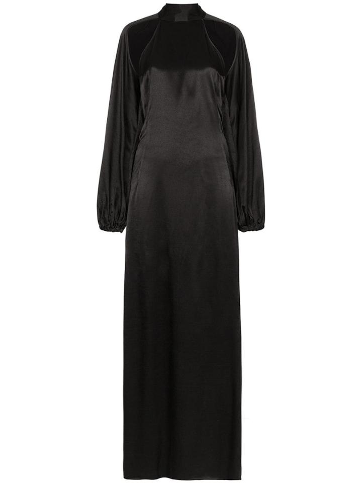Rotate Open Back Long Dress - Black