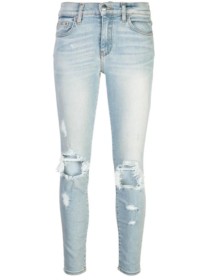 Amiri Ripped Straight Leg Jeans - Blue