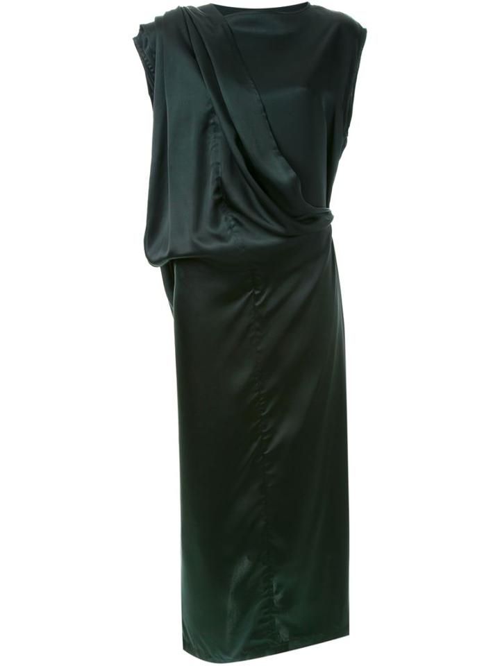 Ann Demeulemeester Draped Sleeveless Dress, Women's, Size: 40, Green, Silk/cupro