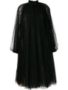 Rochas Ruffled Neck Midi Dress - Black