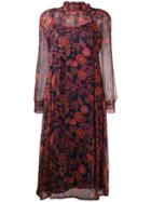 Cotélac Floral Print Shift Midi Dress - Blue