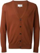 Maison Margiela Elbow Patch Cardigan, Men's, Size: Xl, Red, Cotton/calf Leather