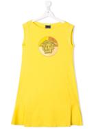 Young Versace Sleeveless Sequinned Medusa Dress - Yellow