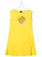 Young Versace Sleeveless Sequinned Medusa Dress - Yellow