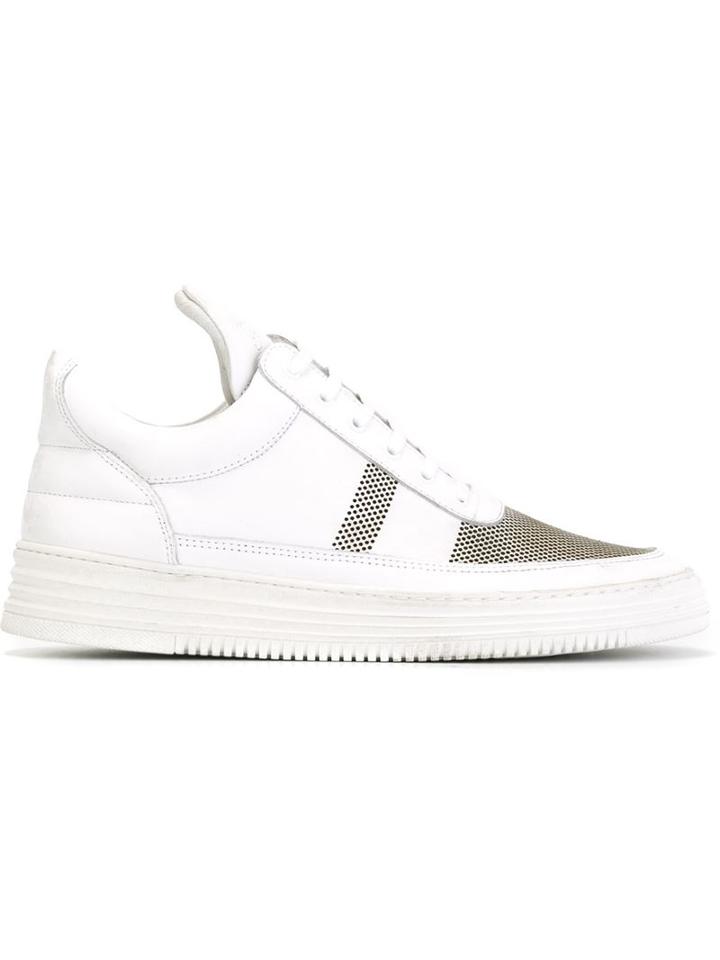 Filling Pieces Perforated Panel Sneakers, Men's, Size: 43, White, Leather/rubber