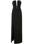 Halston Heritage Strapless Plunge Neck Gown - Black