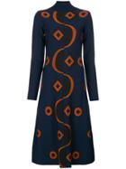 Marni Abstract Polo Neck Dress - Blue
