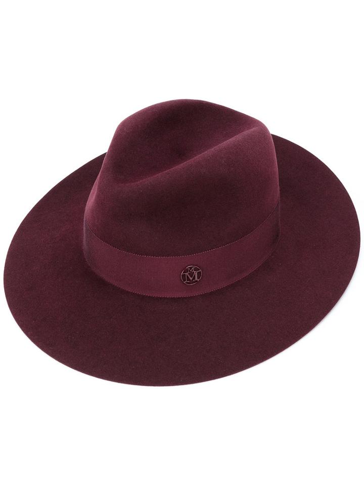 Maison Michel - Band Strap Fedora - Women - Wool Felt - M, Red, Wool Felt