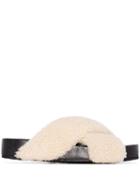 Jil Sander Shearling Cross-over Slides - Black