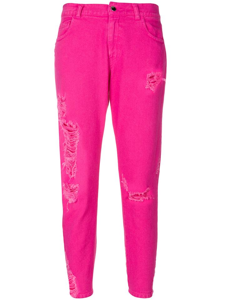 Marco Bologna Cropped Distressed Jeans - Pink & Purple
