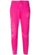 Marco Bologna Cropped Distressed Jeans - Pink & Purple