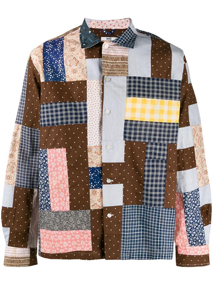 Bode Longsleeved Patchwork Shirt - Brown