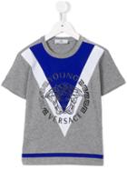 Young Versace Medusa Logo Chevron T-shirt, Boy's, Size: 12 Yrs, Grey
