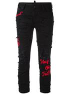 Dsquared2 Glam Head Embroidered Jeans - Black
