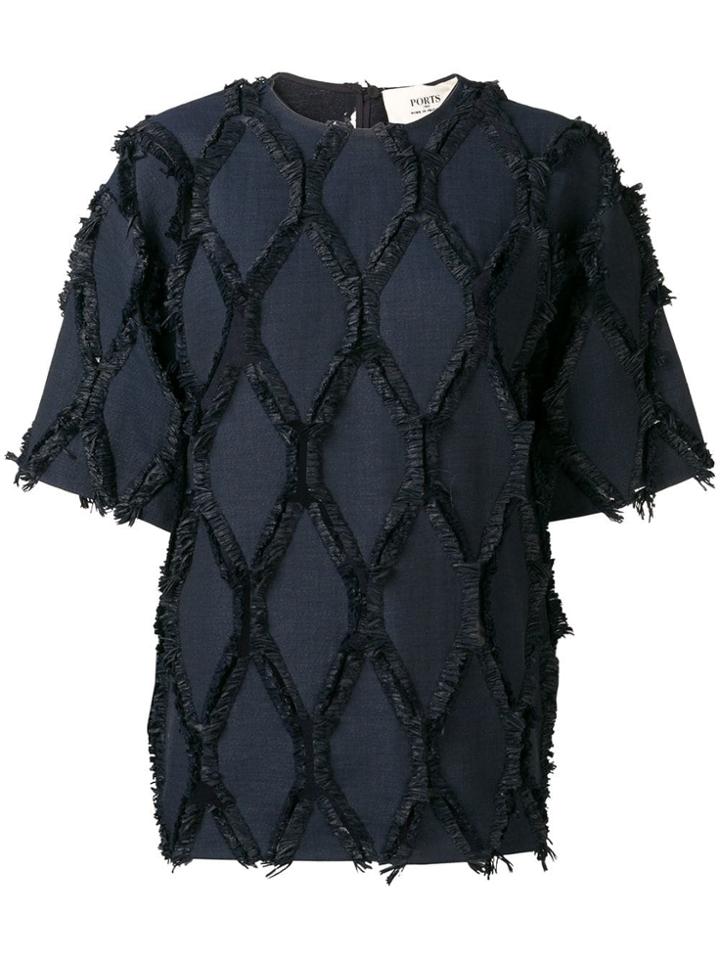 Ports 1961 Fringe Detail Blouse - Blue