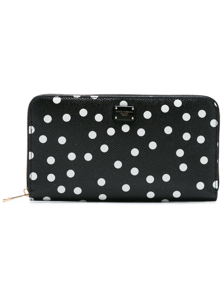 Dolce & Gabbana Polka Dot Continental Wallet - Black