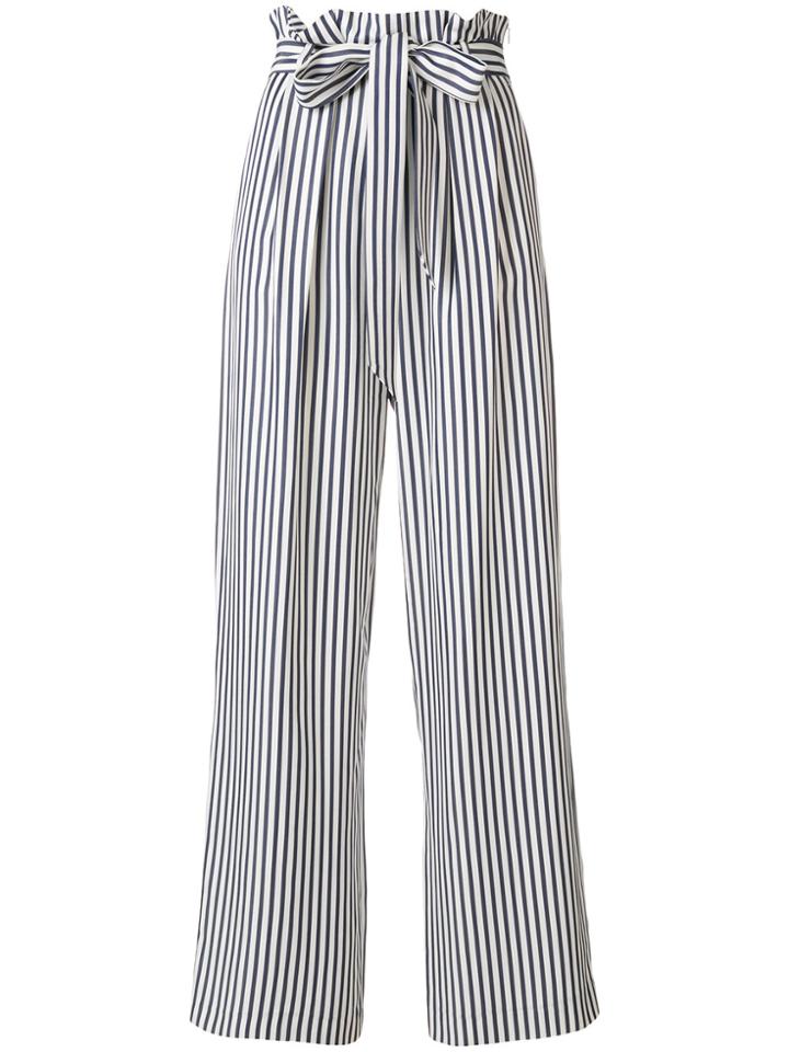 Harmony Paris Belted Striped Trousers - White
