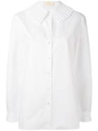 Sara Battaglia - Pleated Collar Shirt - Women - Cotton - 42, Women's, White, Cotton