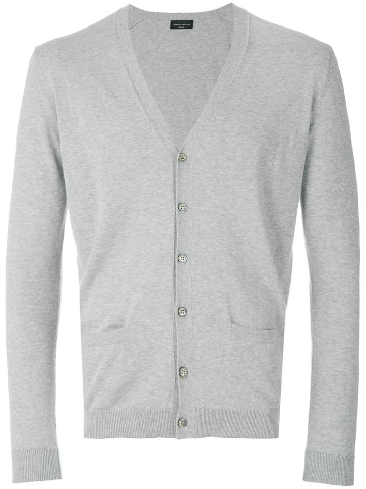 Roberto Collina V-neck Fitted Cardigan - Grey