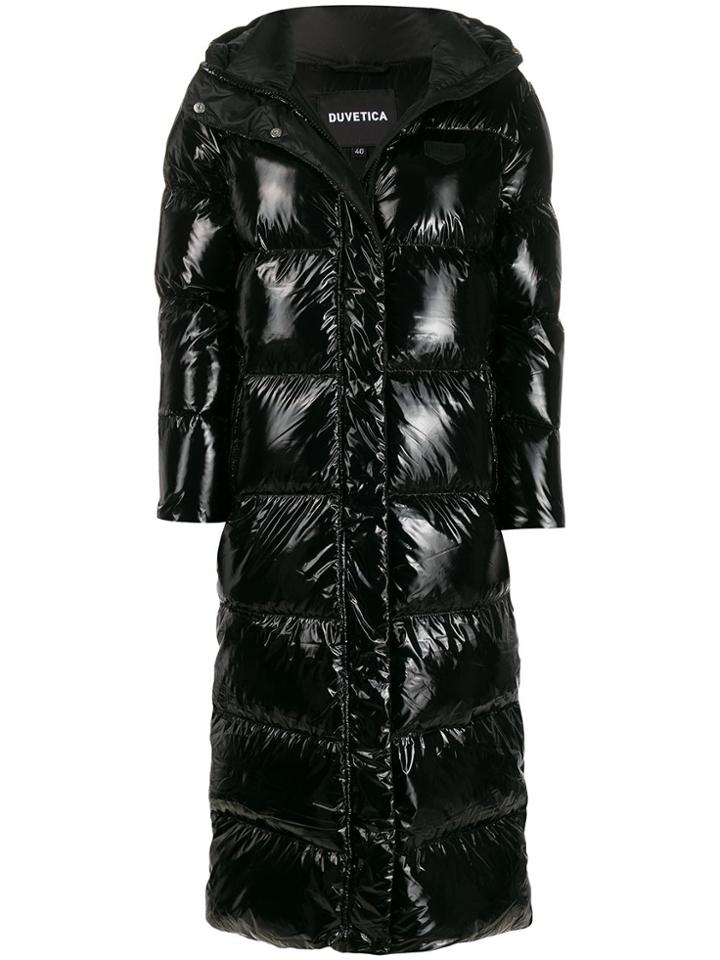 Duvetica Long Panelled Padded Coat - Black