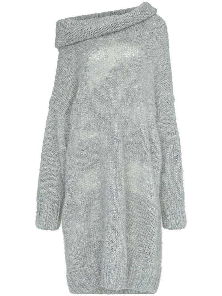 Poiret Off-shoulder Mohair And Alpaca Sweater Dress - Grey