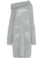 Poiret Off-shoulder Mohair And Alpaca Sweater Dress - Grey