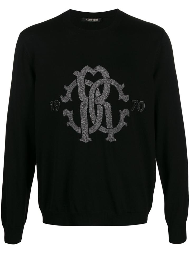 Roberto Cavalli Glitter Logo Jumper - Black