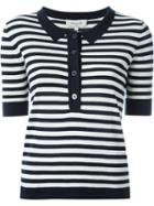 Paul & Joe Striped Polo Shirt, Women's, Size: 2, Blue, Silk/cotton