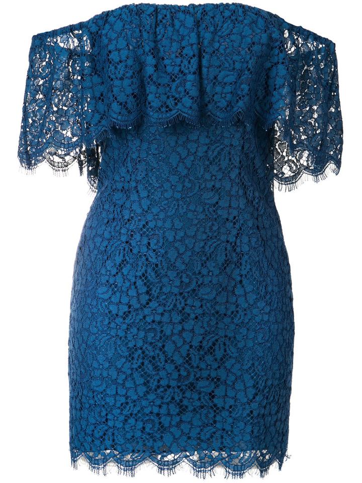 Rachel Zoe - Textured Frill Bardot Dress - Women - Polycarbonite/rayon/cotton/nylon - 0, Blue, Polycarbonite/rayon/cotton/nylon