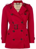 Burberry Kensington Short Trench Coat - Red