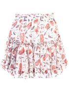 Misa Los Angeles Floral Print Ruffled Skirt - White