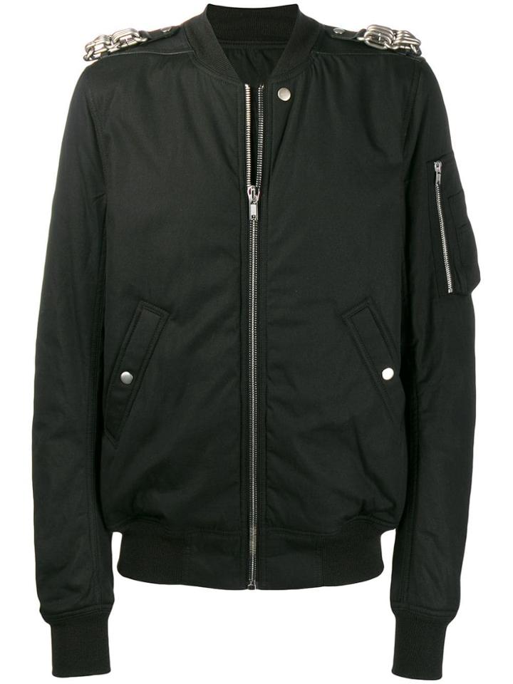Rick Owens Patched Bomber Jacket - Black