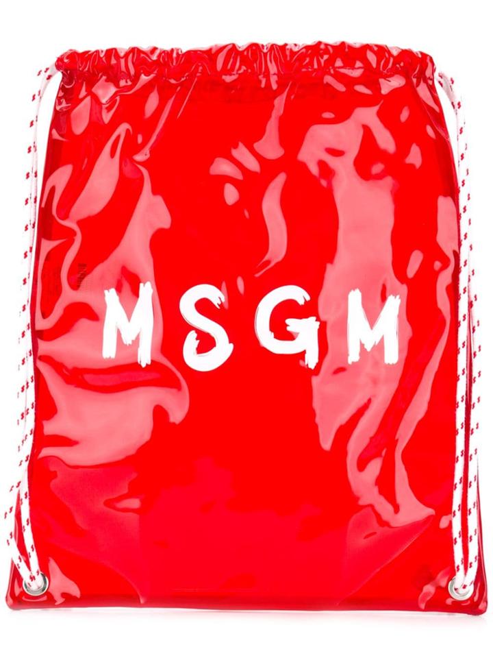 Msgm Contrast Logo Backpack - Red