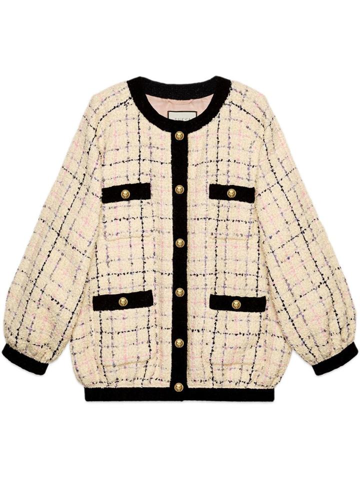 Gucci Oversize Tweed Bomber Jacket - Neutrals
