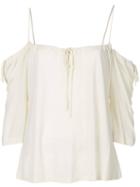 Yohji Yamamoto Pre-owned Cold Shoulders Drawstring Blouse - White