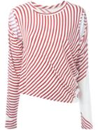 Mm6 Maison Margiela Striped Cut-out T-shirt, Women's, Size: Medium, Red, Spandex/elastane/viscose