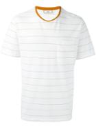 Ami Alexandre Mattiussi Thin Stripe Chest Pocket T-shirt, Men's, Size: Medium, White, Cotton